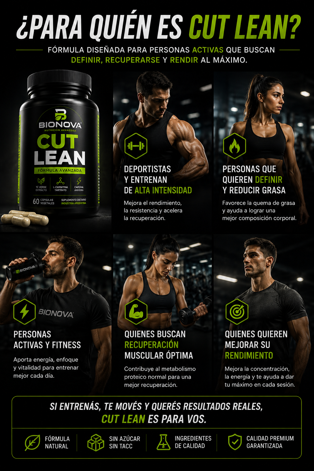 BIONOVA CUT LEAN | Fórmula avanzada 5 en 1 para definición y rendimiento