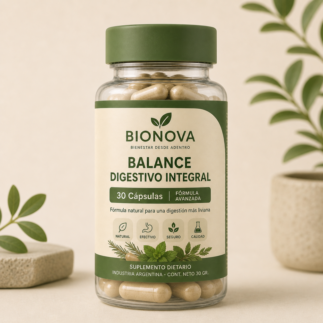 SUPLEMENTO DIGESTIVO 4 EN 1 - La fórmula natural para una digestión más liviana, menos hinchazón y más bienestar todos los días.
